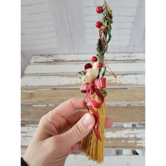 Dove bird broom ornament country folk art Xmas tree - Picture 1 of 5